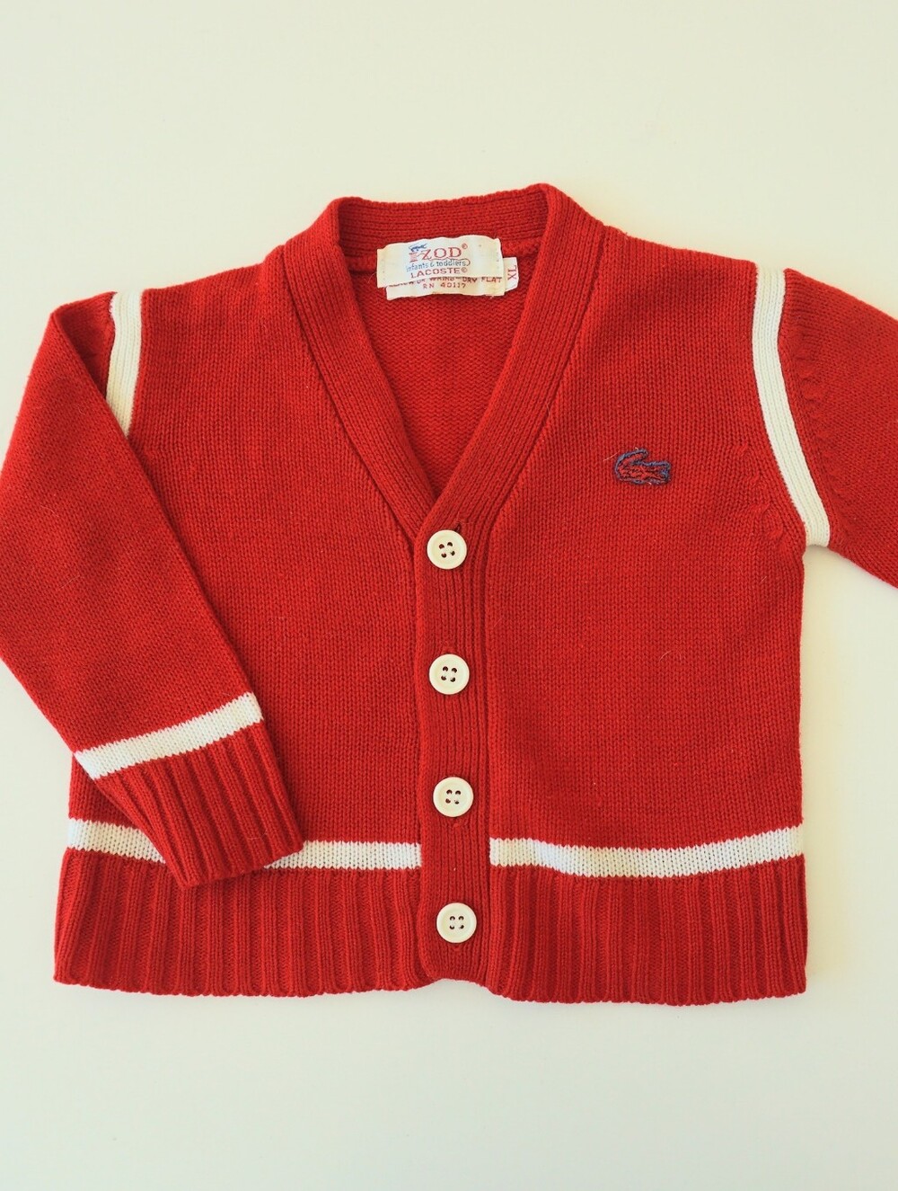 6-12 Months Excellent Condition Vintage Lacoste Cardigan Sweater Button Up